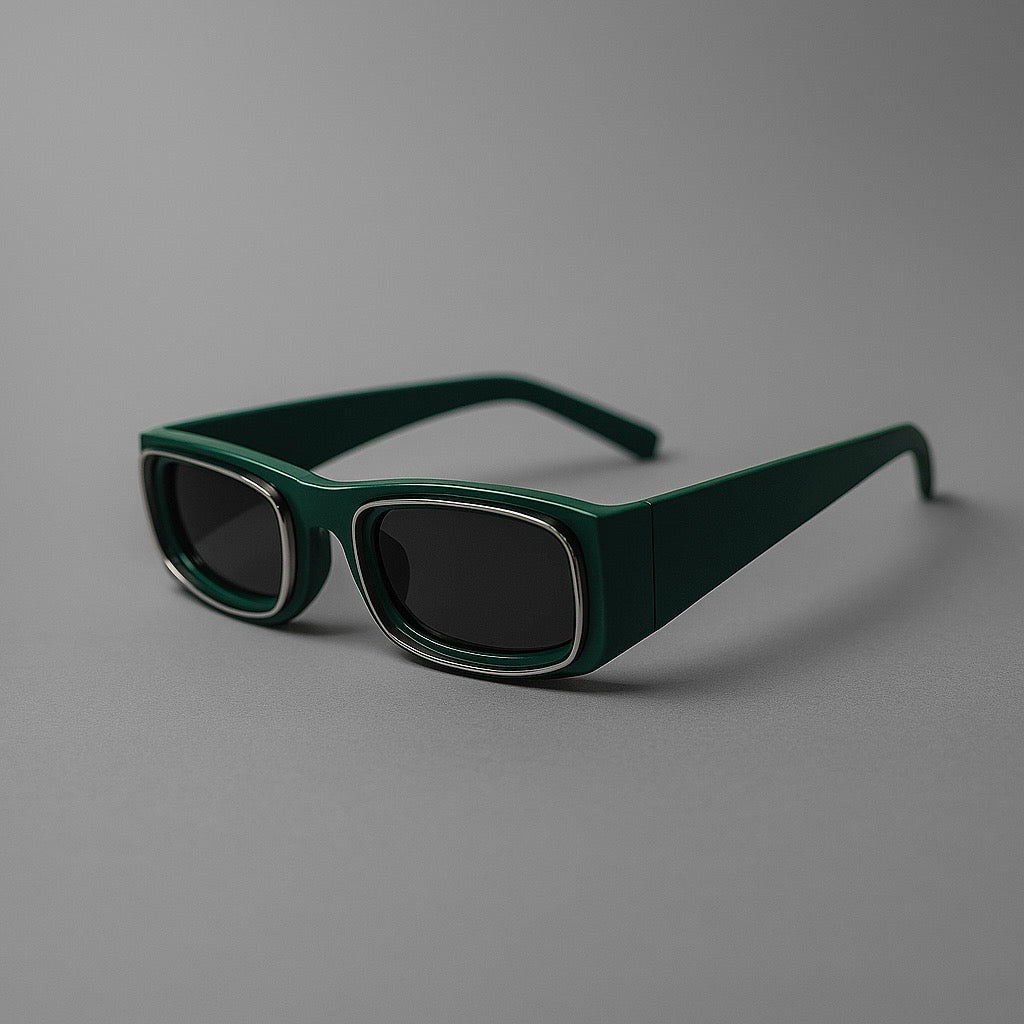 Cyberpunk Rectangular Sunglasses – Deep Green