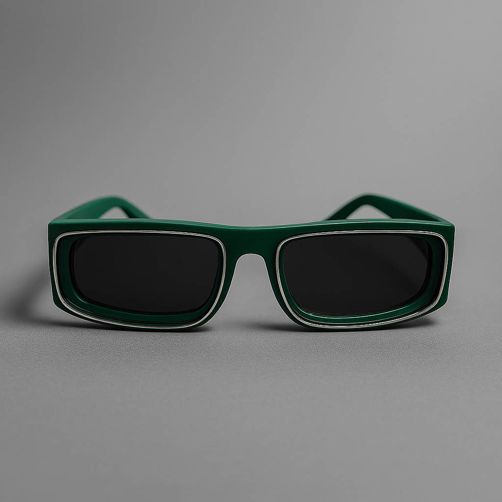 Cyberpunk Rectangular Sunglasses – Deep Green