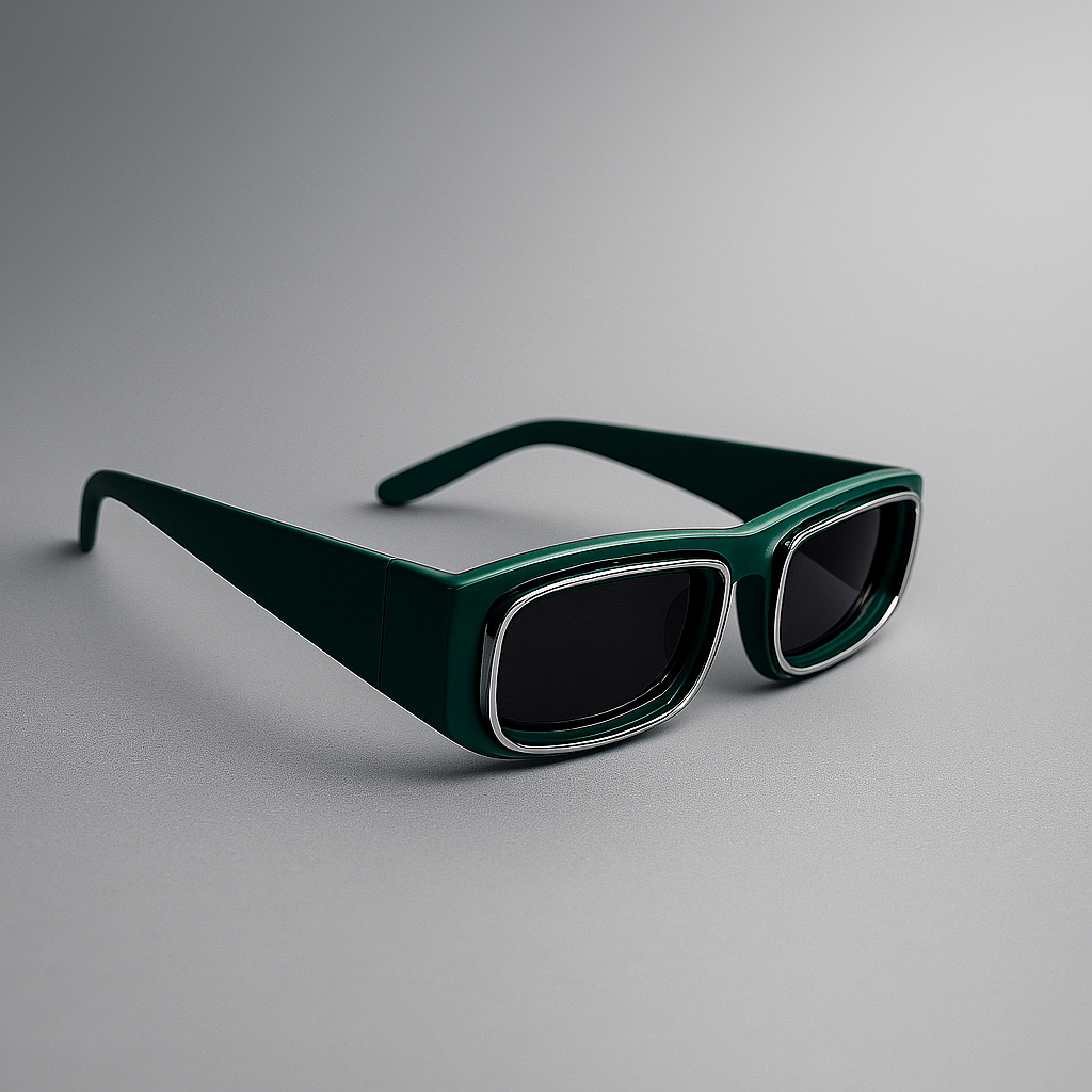Cyberpunk Rectangular Sunglasses – Deep Green