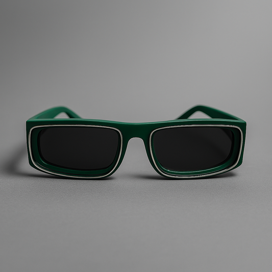 Cyberpunk Rectangular Sunglasses – Deep Green